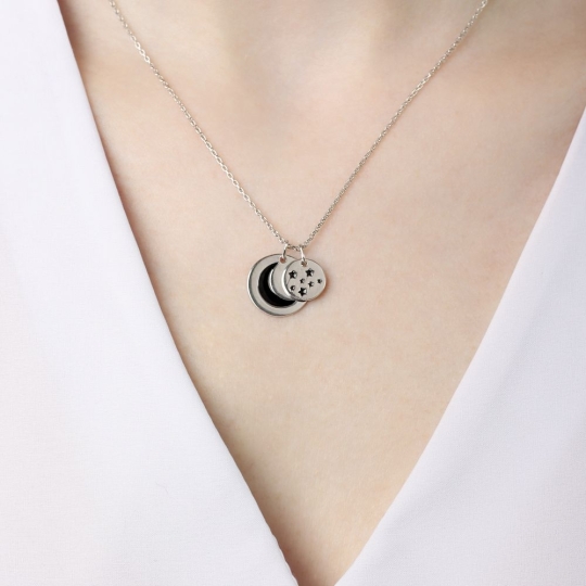 Колье из серебра «Влюбленные» с чёрной эмалью Колье из серебра «Влюбленные» с чёрной эмалью