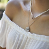 Колье из серебра «Влюбленные» с чёрной эмалью