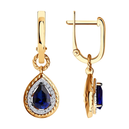 Серьги-трансформеры из золота с бриллиантами и сапфирами