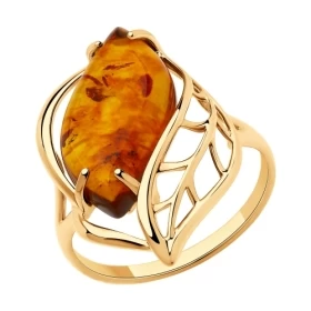 Кольцо из золота с янтарём
